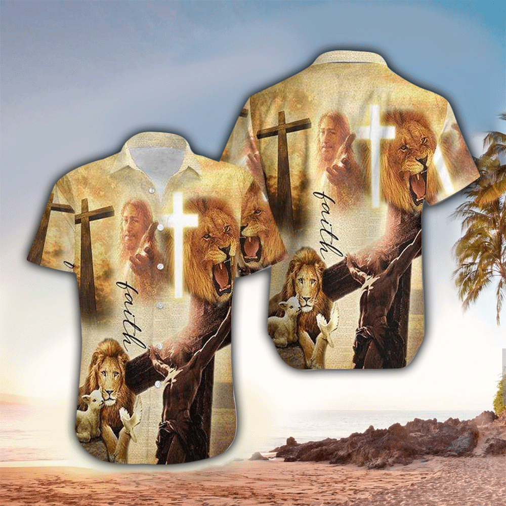 Faith Lion Lamb Jesus 3D Hawaiian Shirt