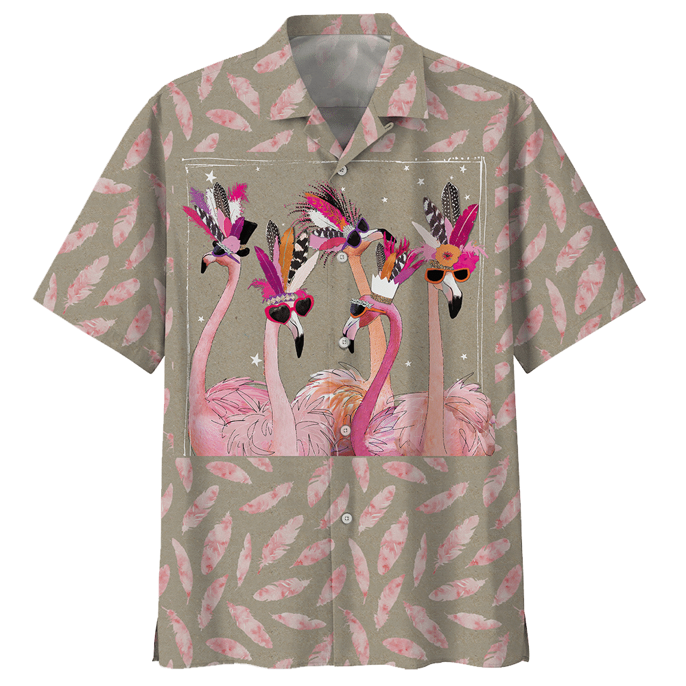 Flamingo Khaki Unique Design Unisex Hawaiian Shirt
