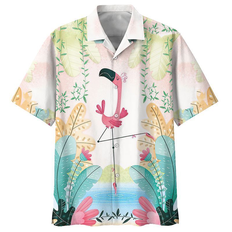 Flamingos White Amazing Design Unisex Hawaiian Shirt