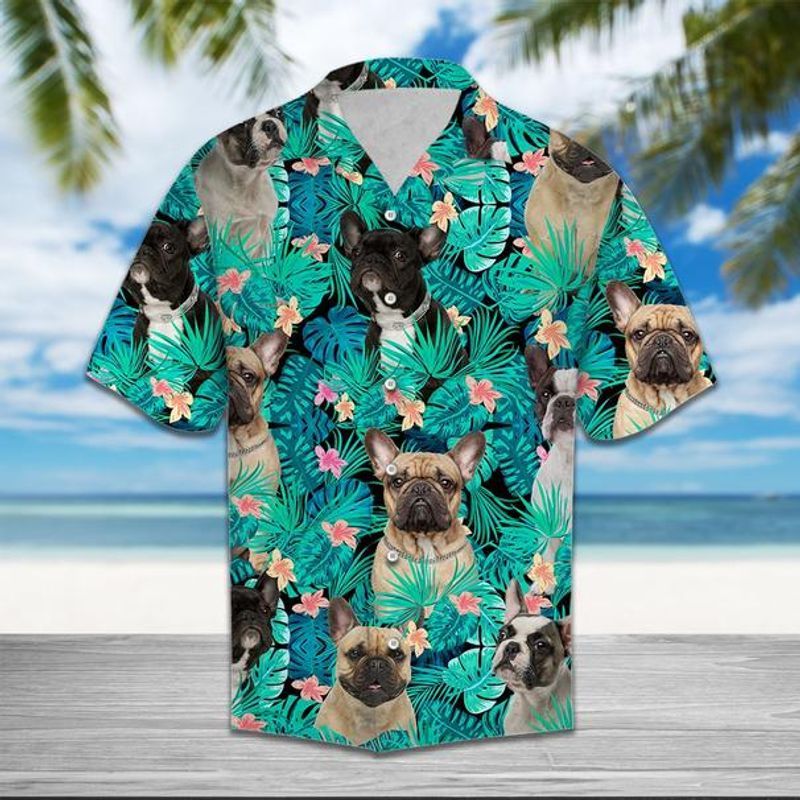 French Bulldog Blue Awesome Design Unisex Hawaiian Shirt