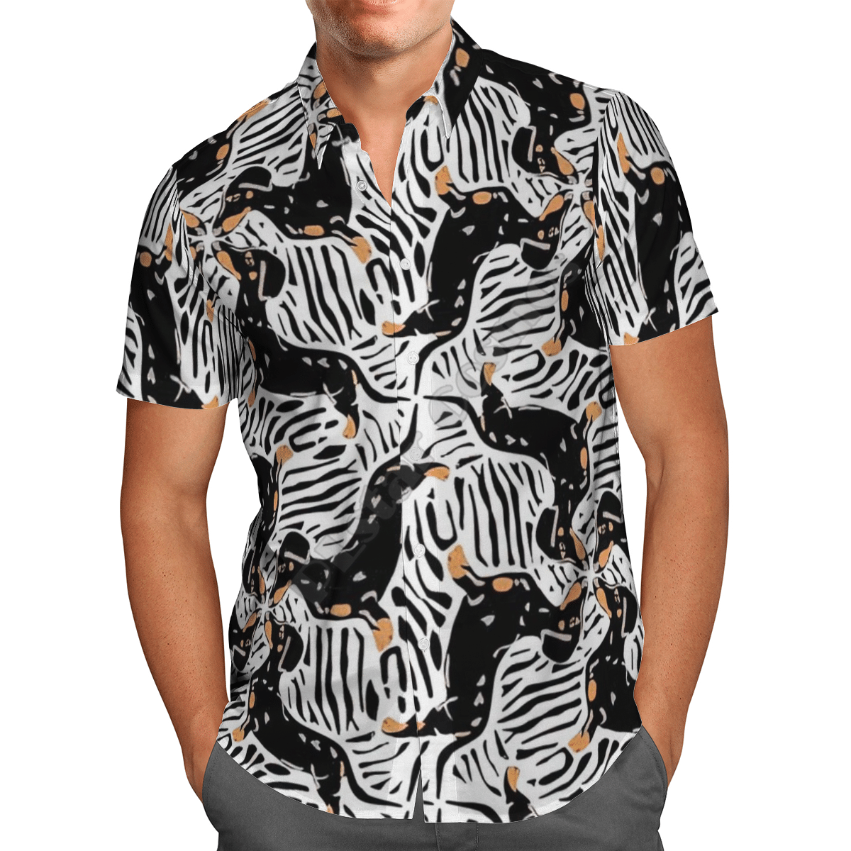Funny Dachshund White High Quality Unisex Hawaiian Shirt