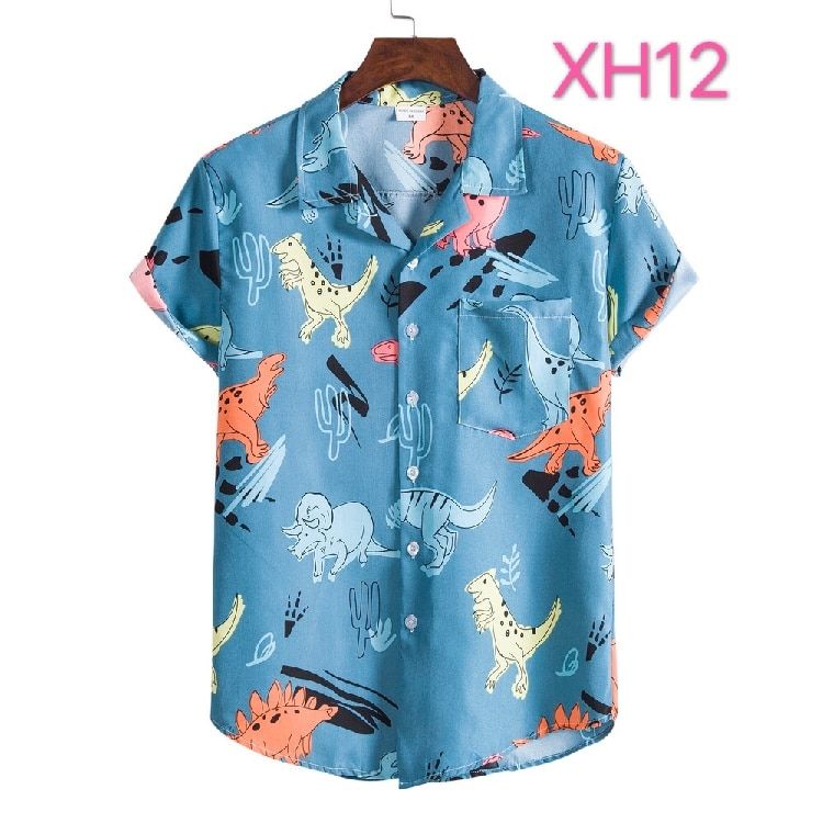 Funny Dinosaur Blue Awesome Design Unisex Hawaiian Shirt