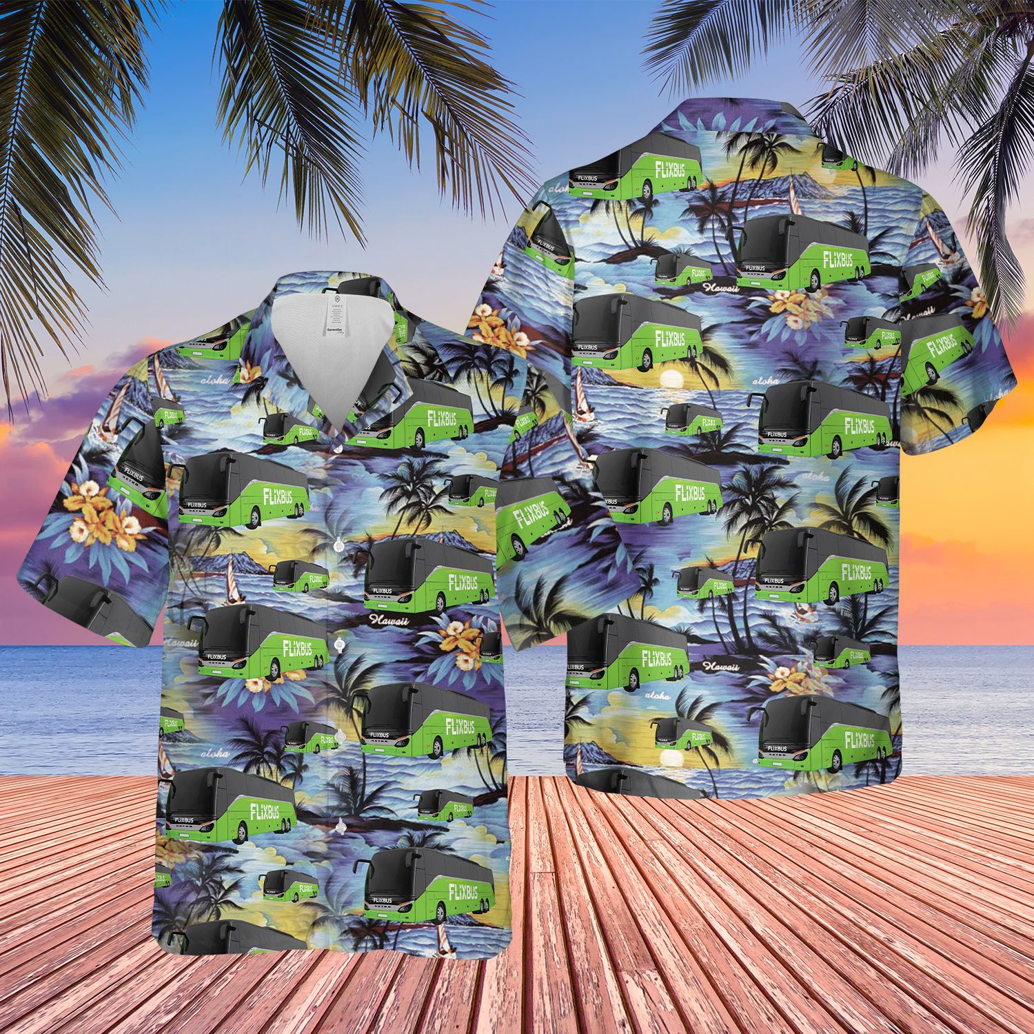 German Flixbus Green High Quality Unisex Hawaiian Shirt