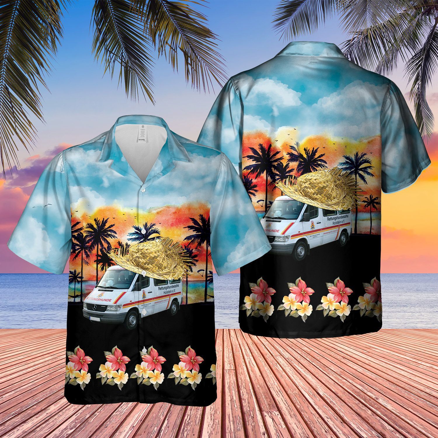 German Rescue Dog Brh  Blue Nice Design Unisex Hawaiian Shirt