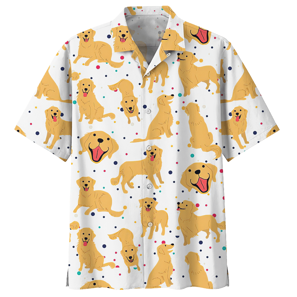 Golden Retriever White Unique Design Unisex Hawaiian Shirt
