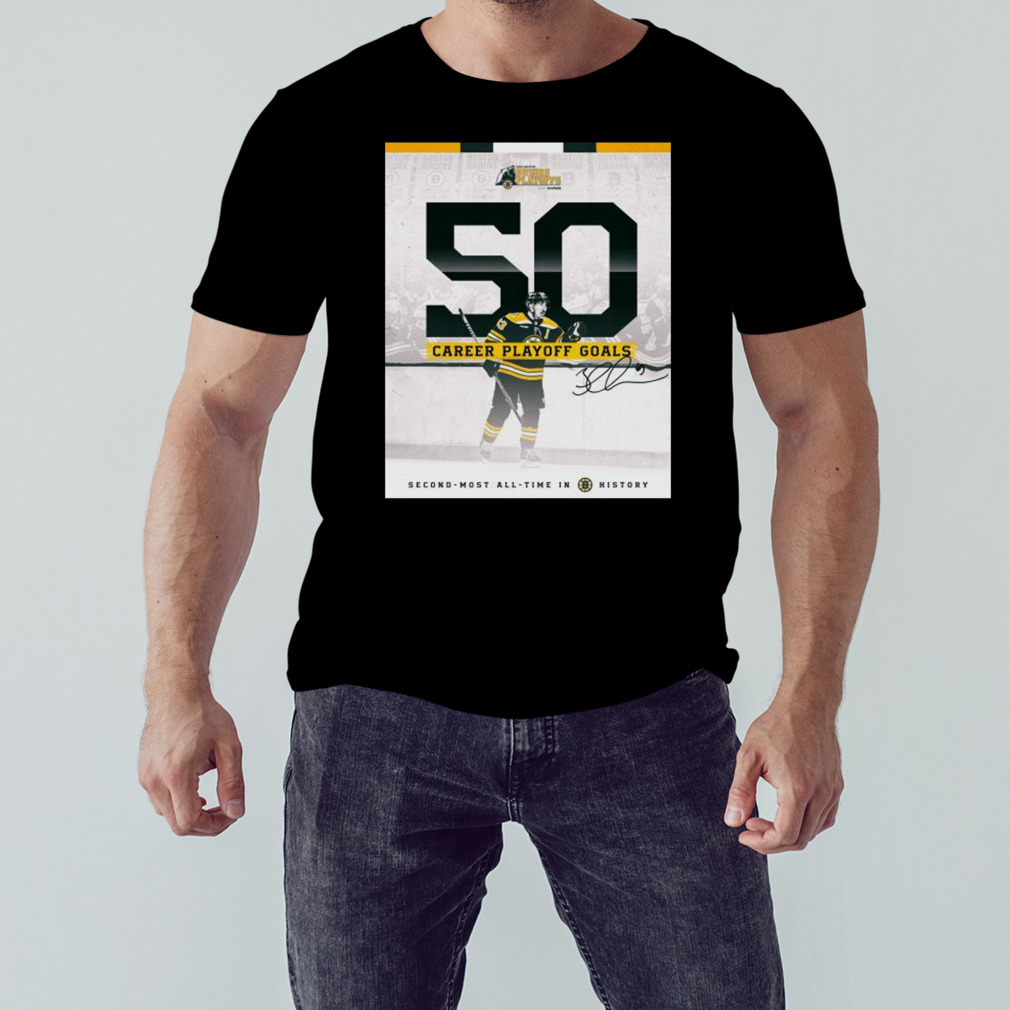 Boston Bruins 2023 Playoffs Career Playoff Goals Second Most All Time In History Signatures shirt