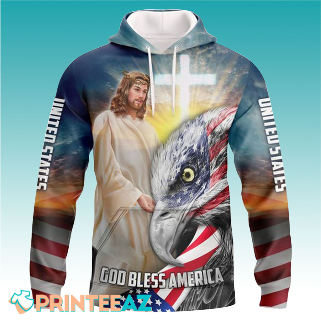 God Bless America Christian With Flag 3D Hoodie