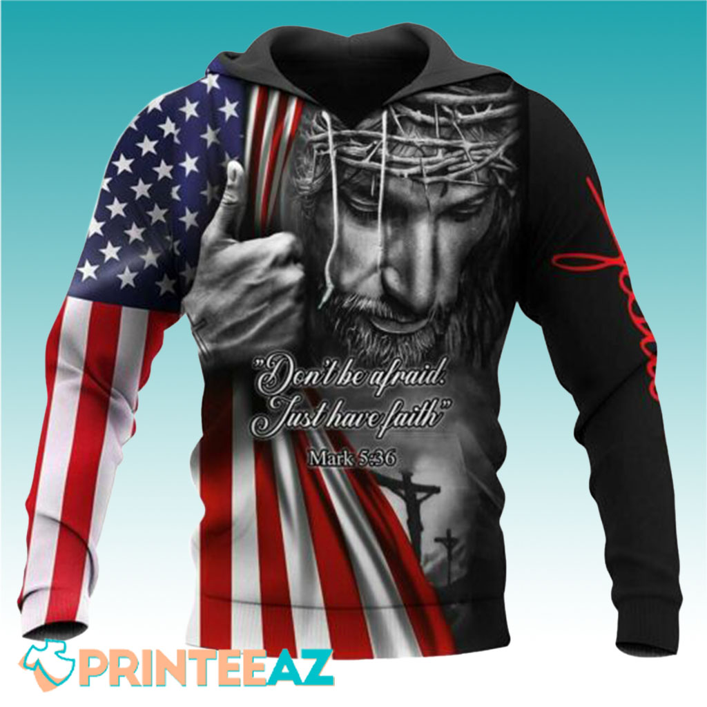 God Bless America Jesus Christian With Flag 3D Hoodie