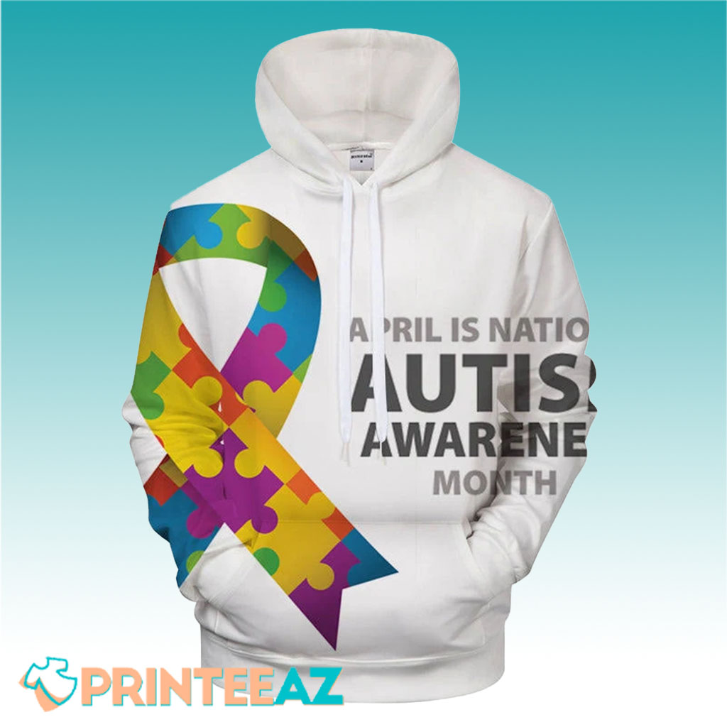 Support Autism Awareness Month With Ribbon 3D Hoodie