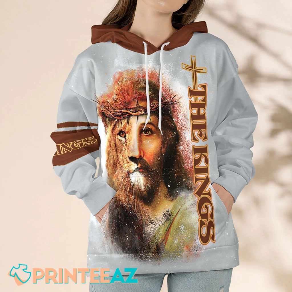 The Kings Jesus And Lion With Beautiful Cross 3D Hoodie