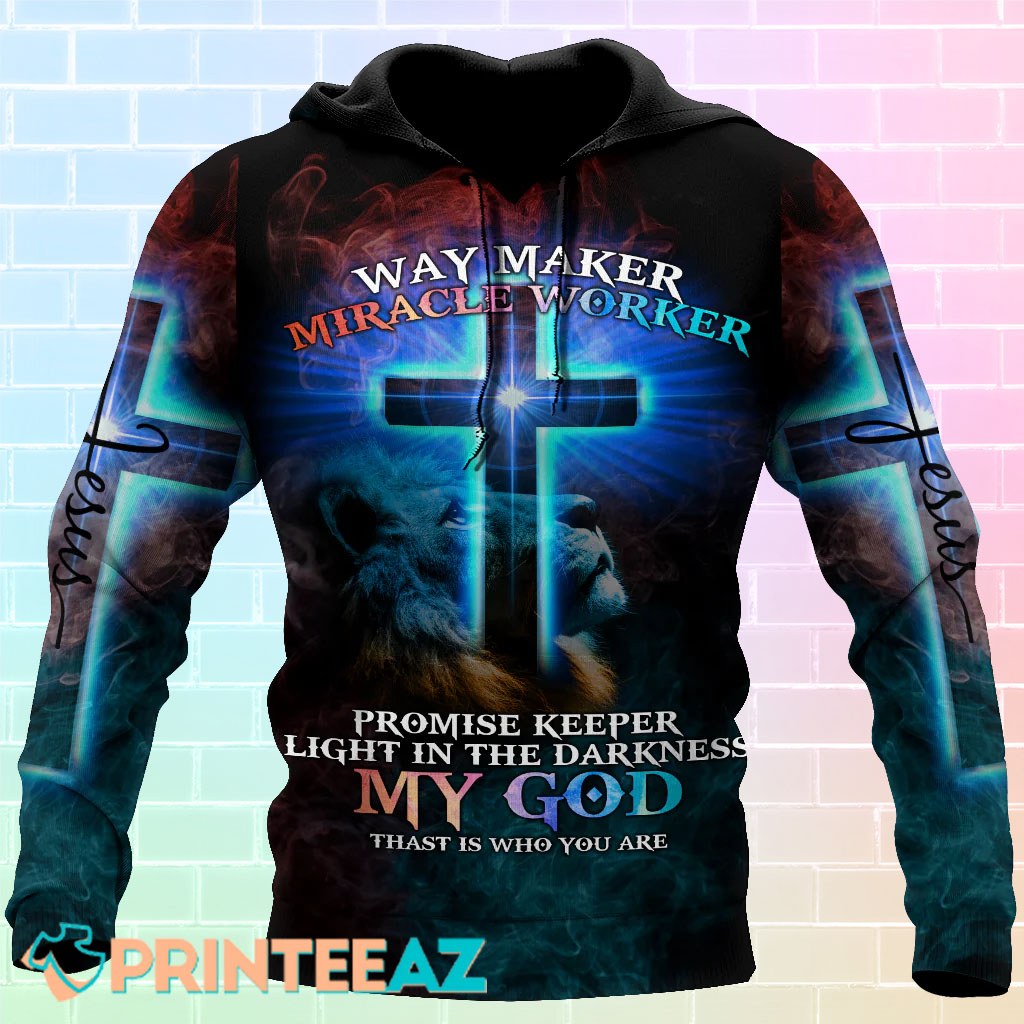 Way Maker Promise Keeper My God With Cross And Lion 3D Hoodie