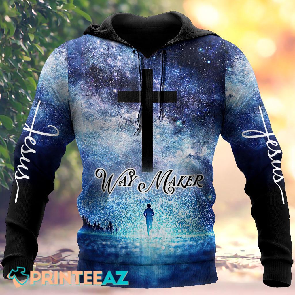 Way Maker With Cross And Galaxy 3D Hoodie