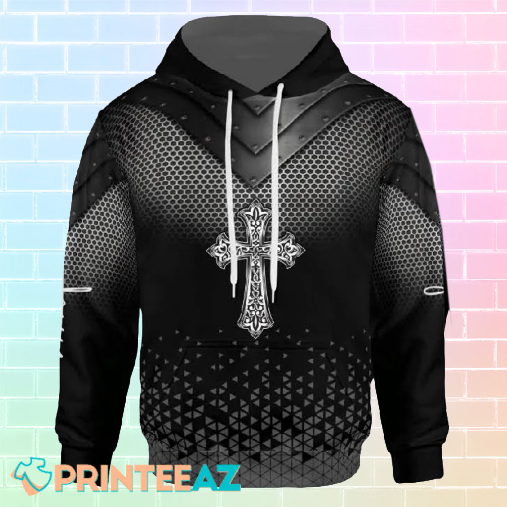 White Cross For Men And Women With Black 3D Hoodie
