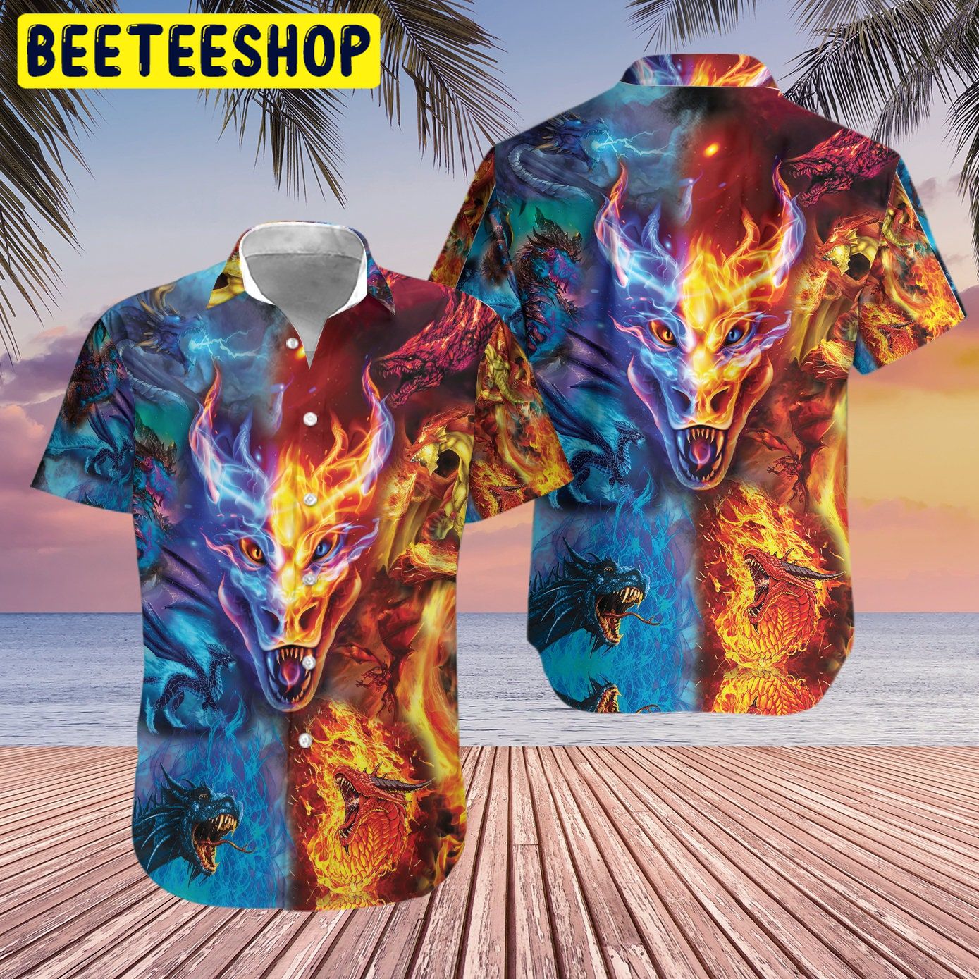 Dragon Fire And Water Trending Hawaiian Shirt-1