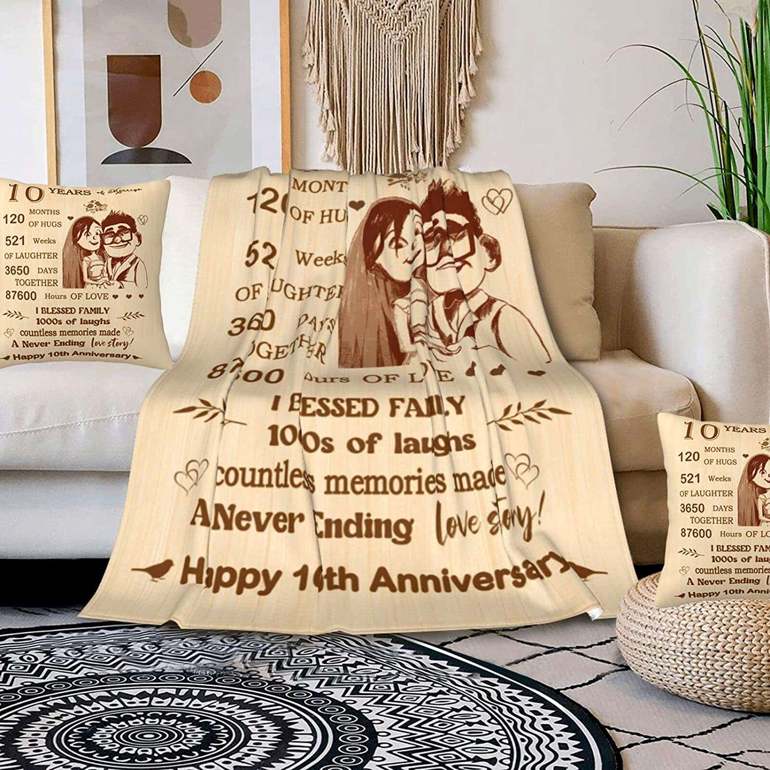 10th Anniversary Marriage Gifts Blanket Carl And Elly Couple Never Ending Blanket
