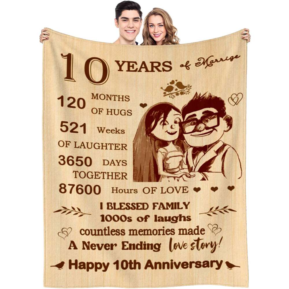 10th Anniversary Marriage Gifts Blanket Carl And Elly Couple Never Ending Blanket
