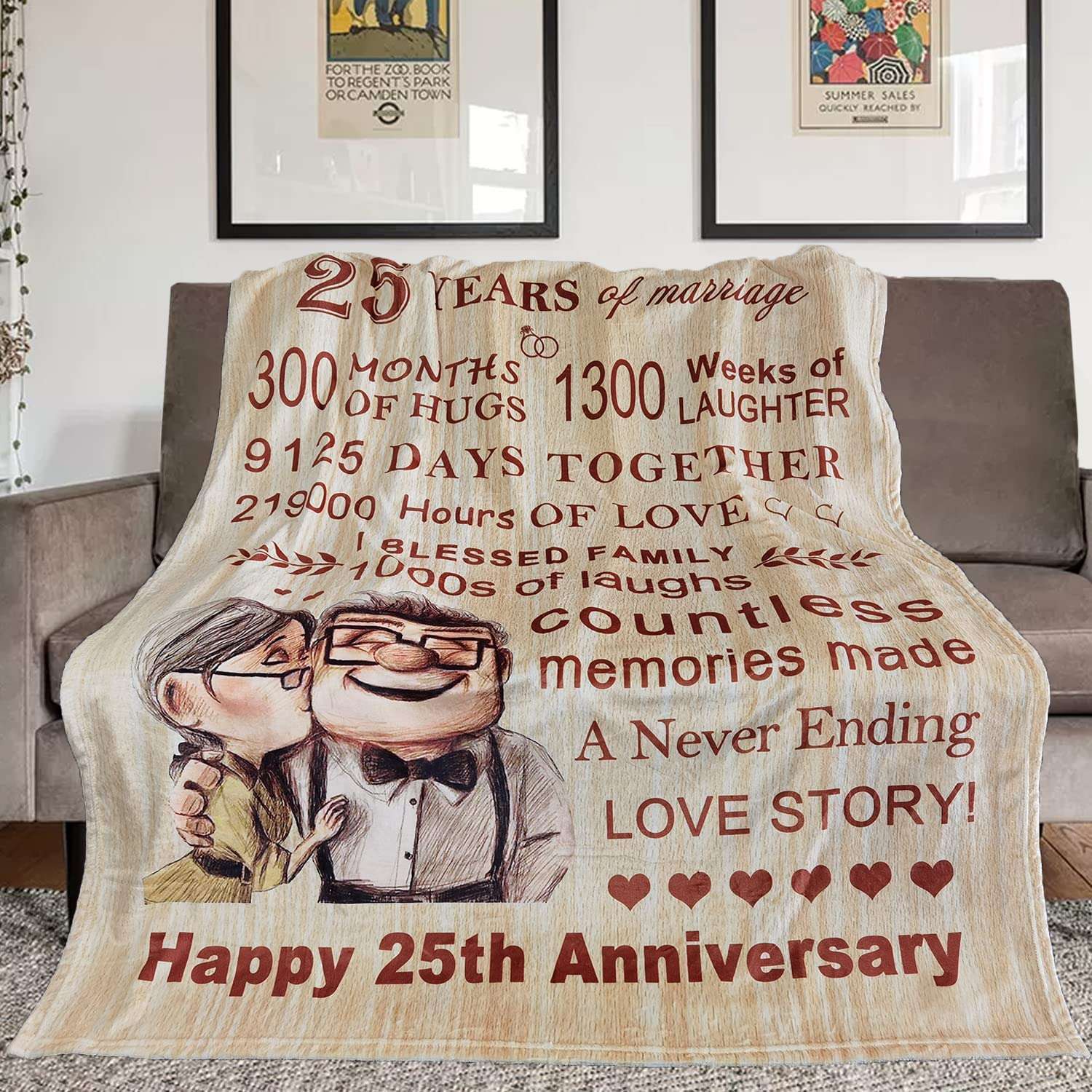 25th Anniversary Wedding Blanket For Couple 9125 Days Together Carl Elly Blanket