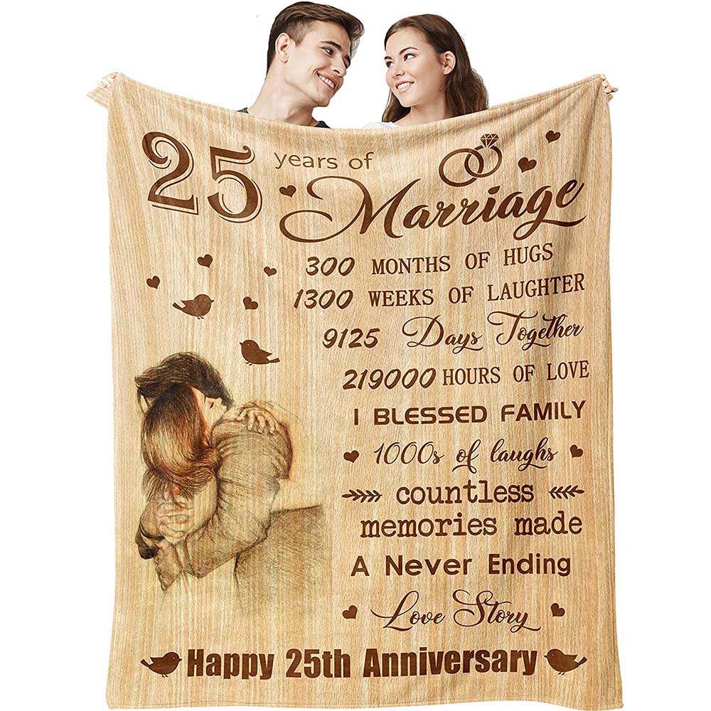 25th Silver Anniversary Blanket 300 Months Of Hugs Couple Blanket