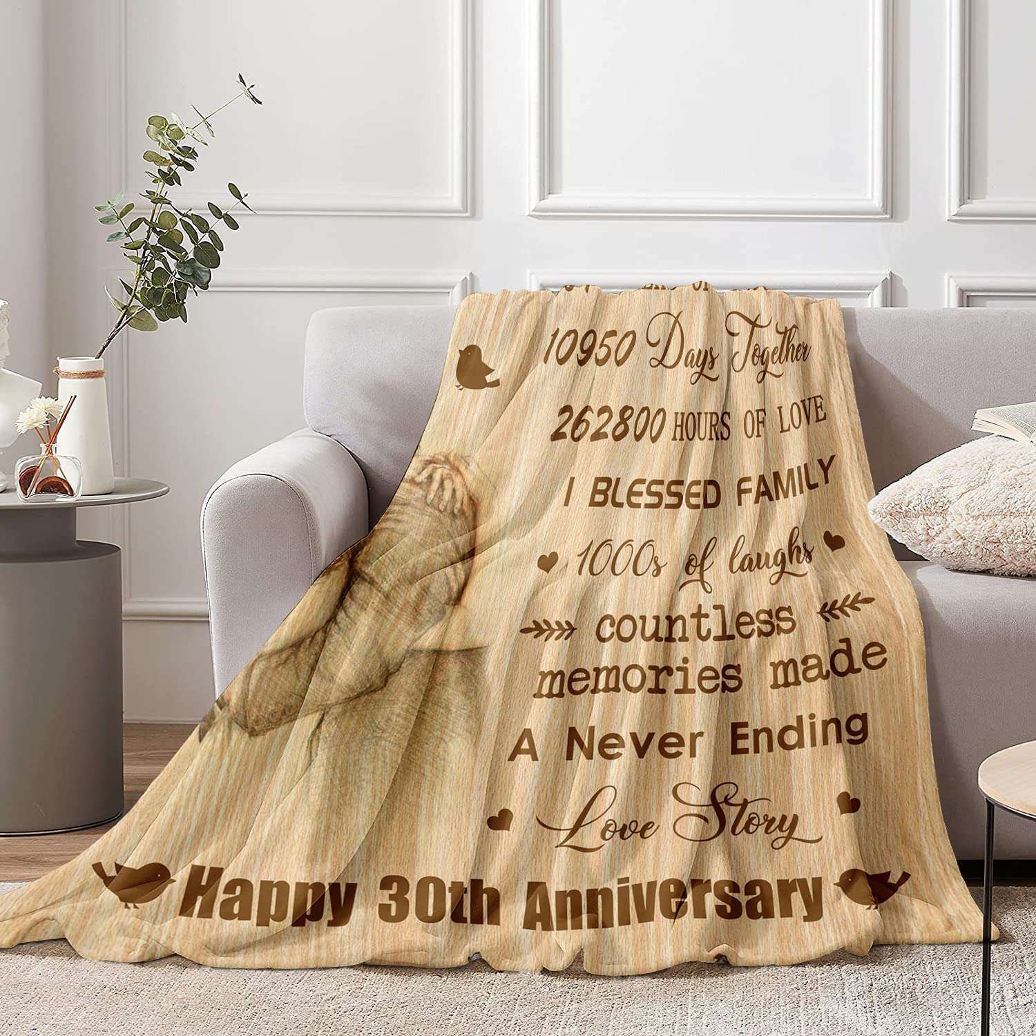 30th Anniversary Wedding Gifts for Couples Romantic Love Story Couple Blanket