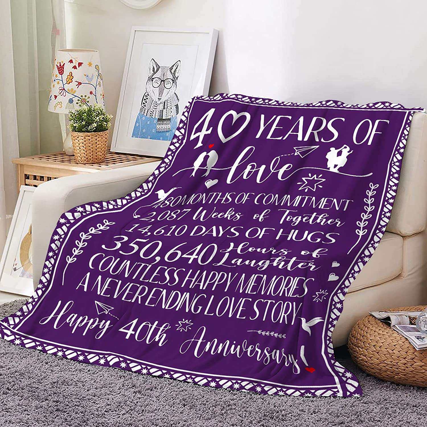 40th Anniversary Wedding Gifts Blanket Days Of Hugs Week Of Together Blanket
