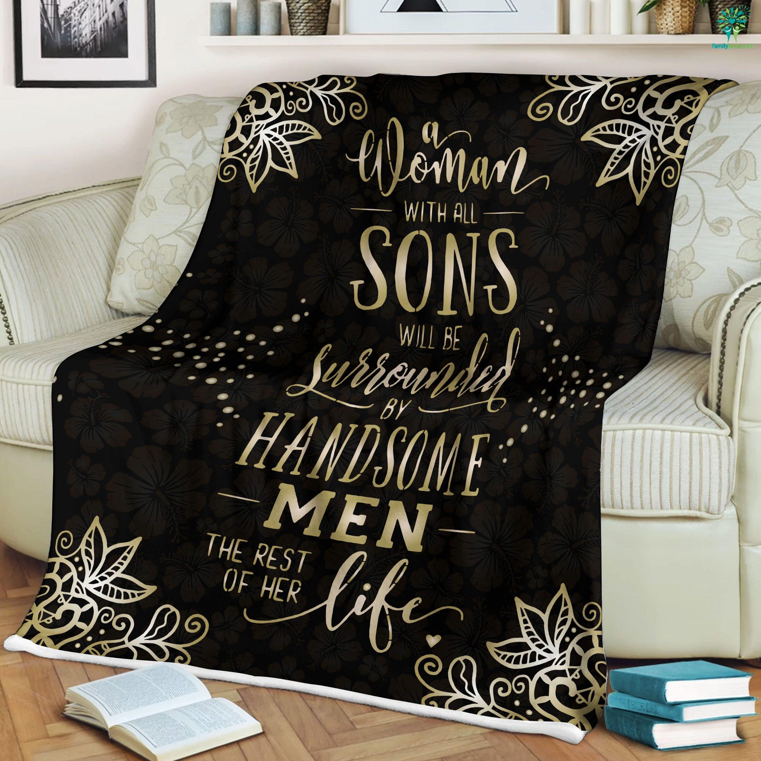A Woman With All Sons Sherpa Fleece Blanket - Family Loves US Military Veterans Shirts Gifts Ideas A Woman With All Sons Sherpa Fleece Blanket - Family Loves US Military Veterans Shirts Gifts Ideas