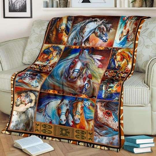 Animal Horse Mandala Couple Blanket Best Gift For Couple