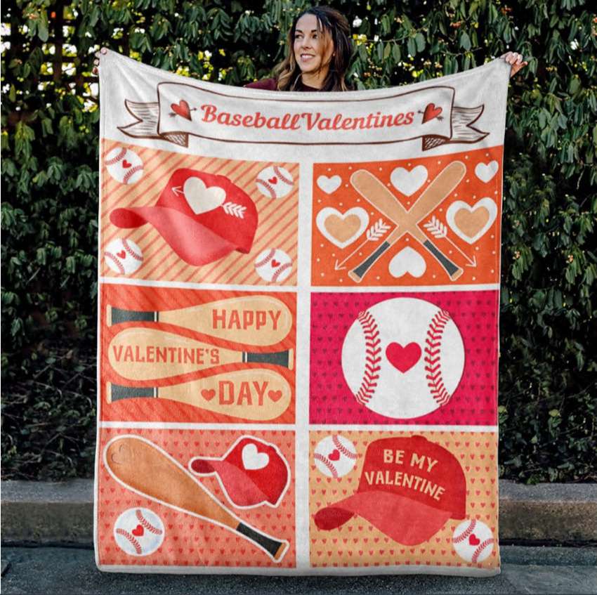 Baseball Happy Valentine_s Day Blanket Gift For Baseball Lovers