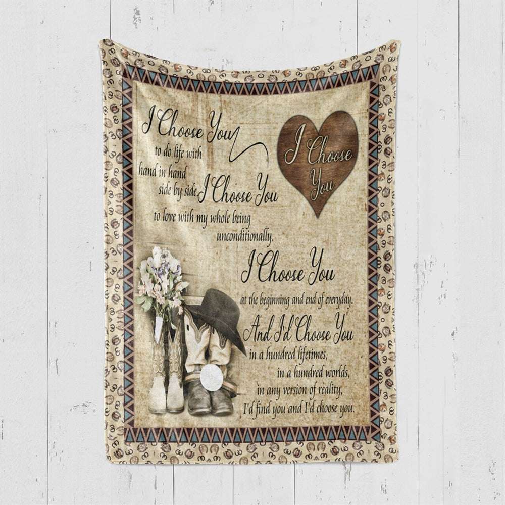 Boots Of Couple I Choose You Vintage Style Couple Blanket Best Couple Gift