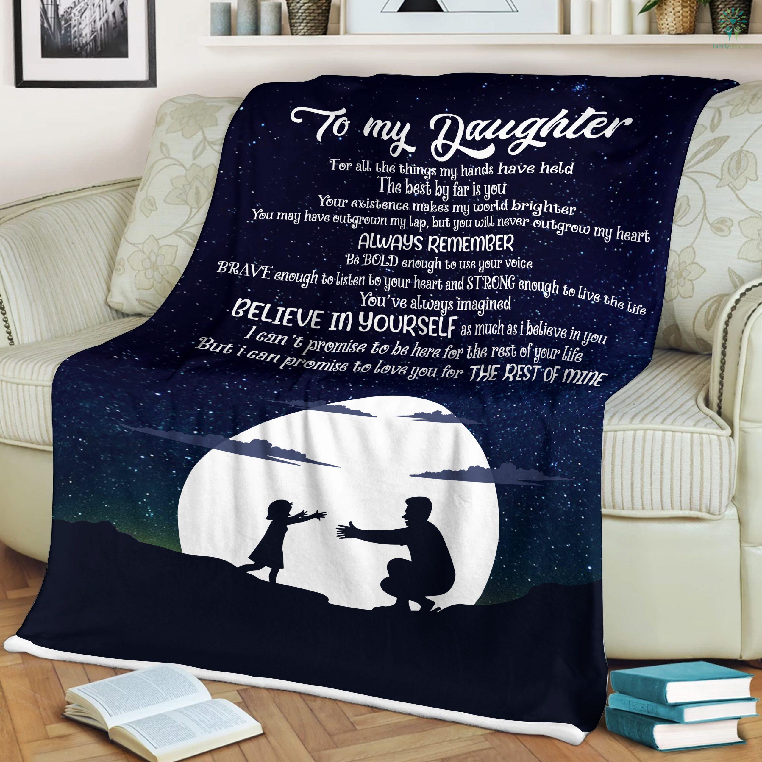DAUGHTER MOM - BELIEVE IN YOURSELF Sherpa Fleece Blanket - Family Loves US Military Veterans Shirts Gifts Ideas