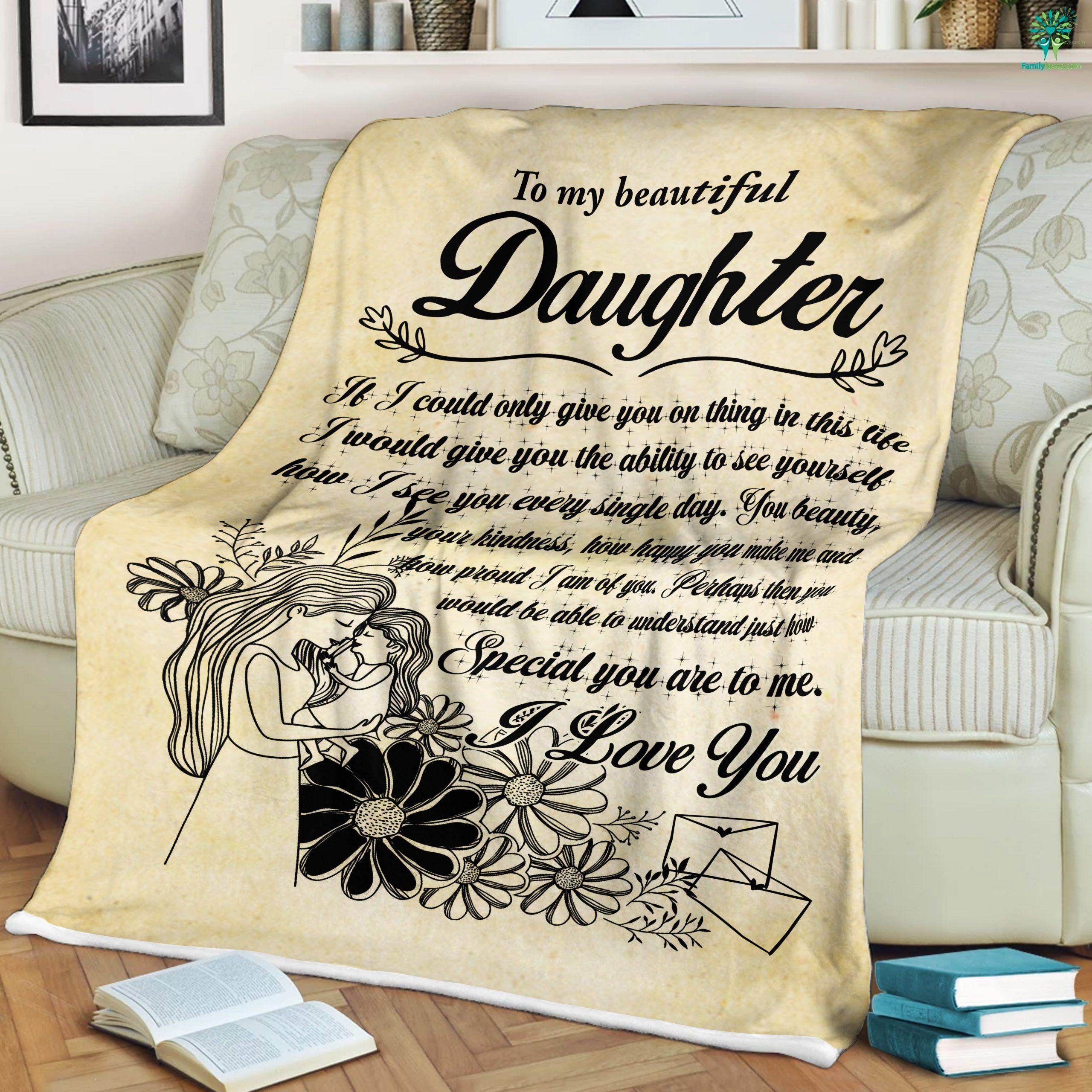Daughter And Mother Quotes - To My Beautiful Daughter Sherpa Fleece Blanket - Family Loves US Military Veterans Shirts Gifts Ideas