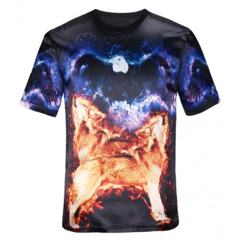 FIRE MIDNIGHT WOLF 3D TSHIRT