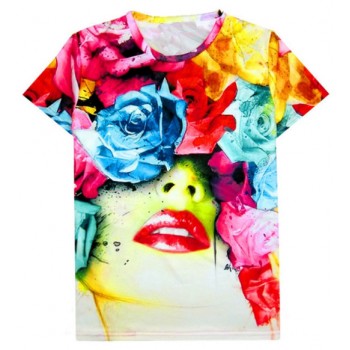 FLOWER FACE GIRL 3D STREET WEAR TSHIRT