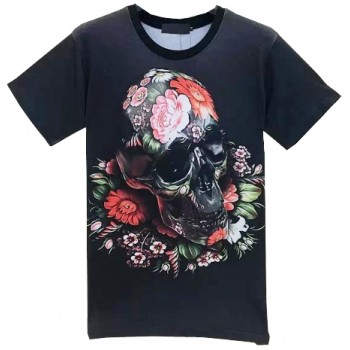 FLOWER POWER SKULL 3D STREET WEAR TSHIRT