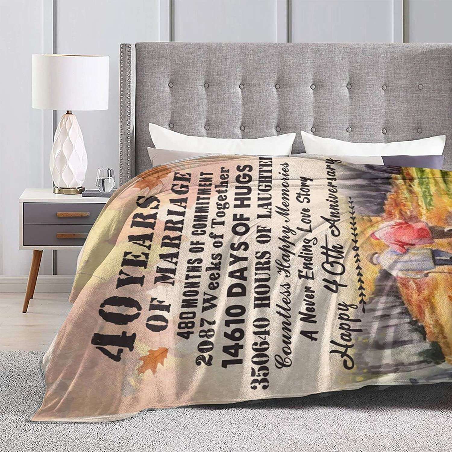 Gift for 40th Wedding Anniversary Blanket Together And Hugs Couple Blanket