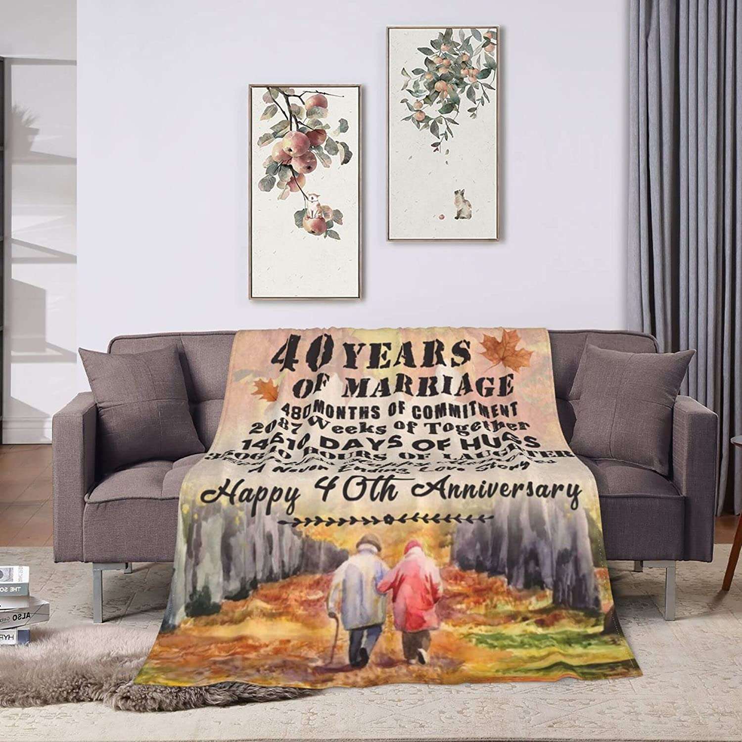 Gift for 40th Wedding Anniversary Blanket Together And Hugs Couple Blanket