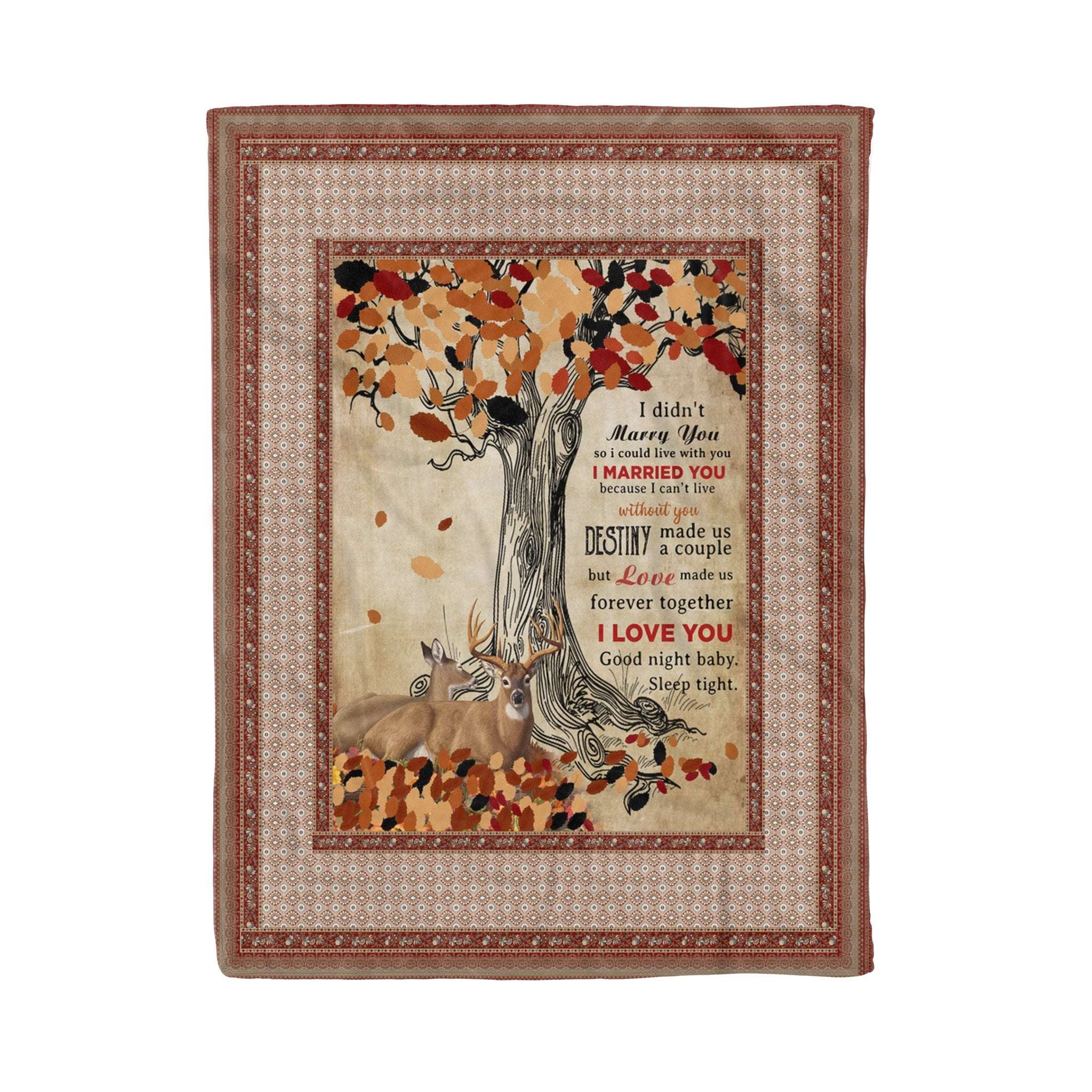 I Love You Good Night Baby Deer Couple Blanket Best Couple Gift