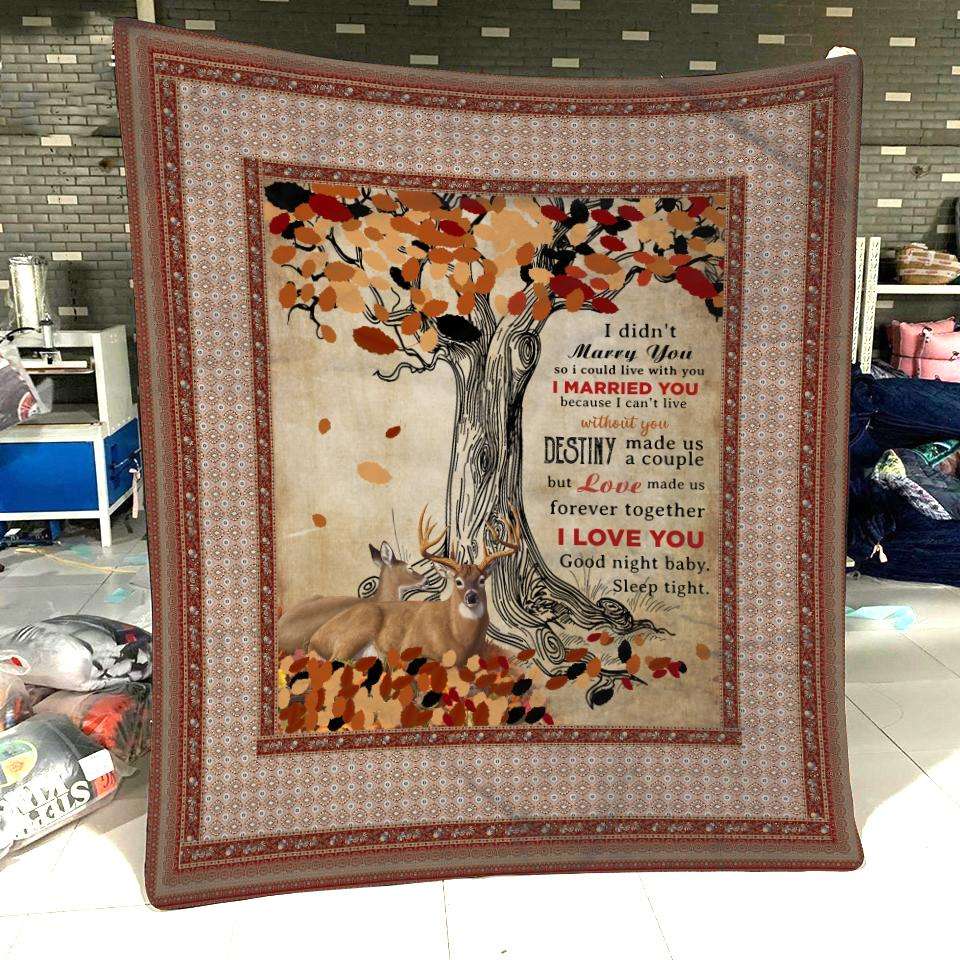 I Love You Good Night Baby Deer Couple Blanket Best Couple Gift