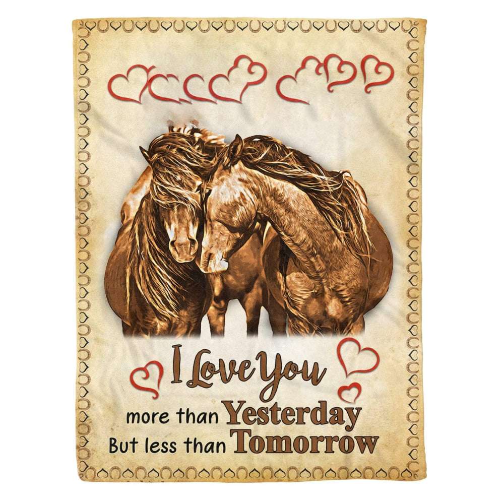 I Love You More Than Yesterday Horse Couple Blanket Best Gift For Couples