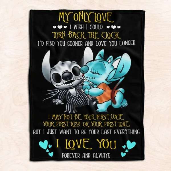 I Wish I Could Turn Back The Clock Disney Stitch Couples Blanket
