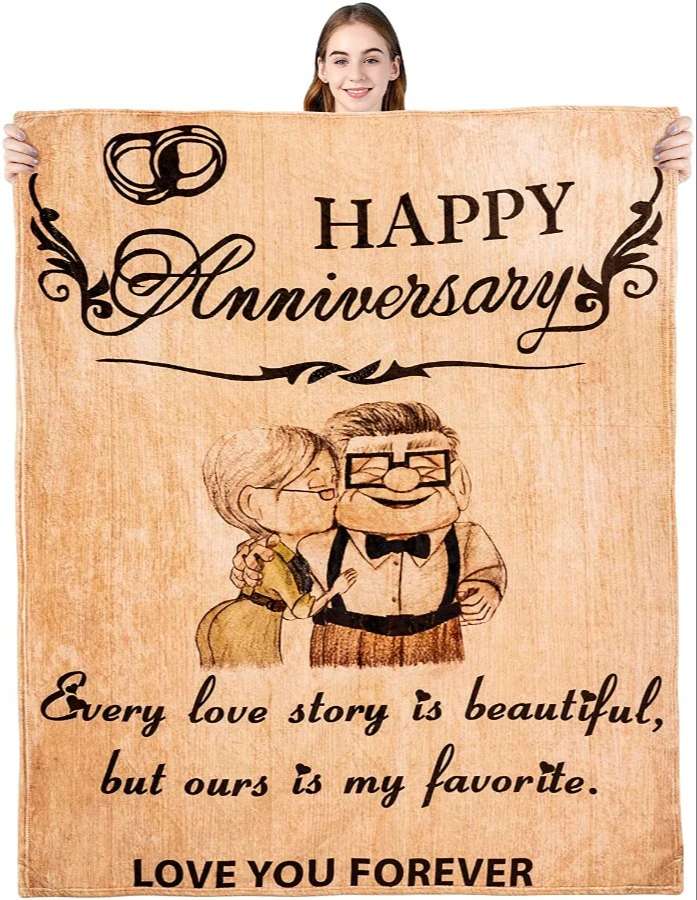Love U Forever Anniversary Gifts His And Hers Love Carl And Ellie Couples Blanket