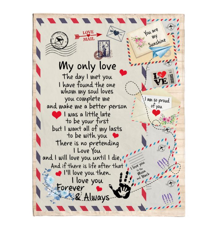 My Only Love You Make Me Better Person I Love You Boyfriend Girlfriend Gift Letter Envelope Fleece Sherpa Mink Blanket