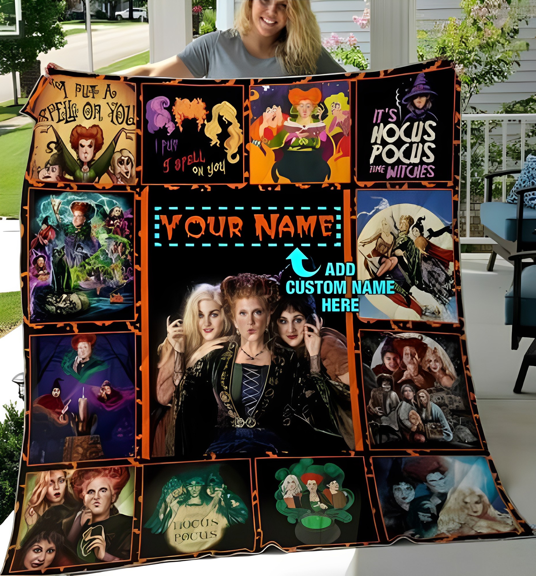 Personalized It_s Hocus Pocus Time Witches Halloween Sanderson Sisters Blanket