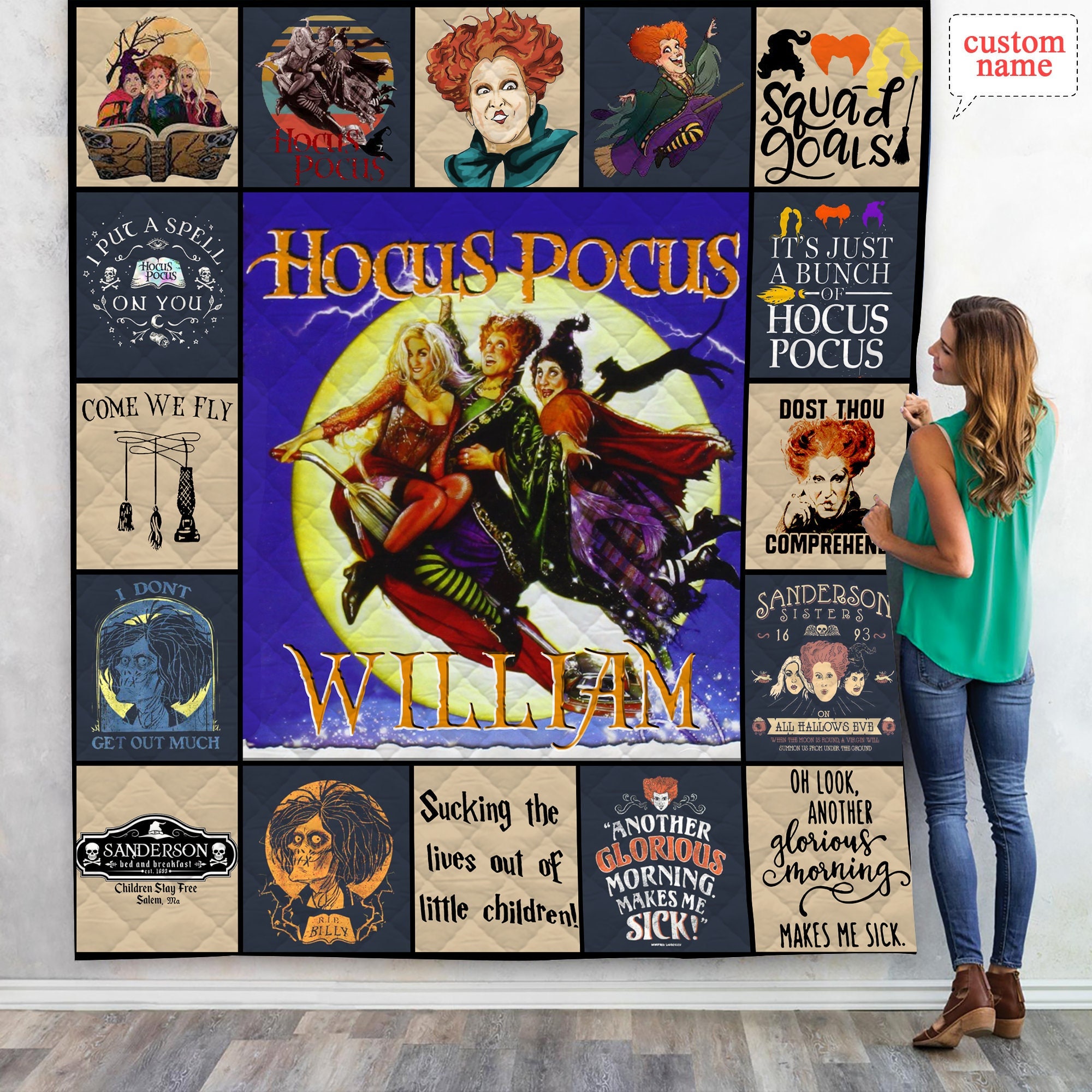 Personalized It_s Just a Bunch of Hocus Pocus 3 Witches Blanket