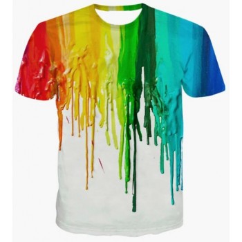 RAINBOW PAINT DRIPPING 3D STREET WEAR TSHIRT