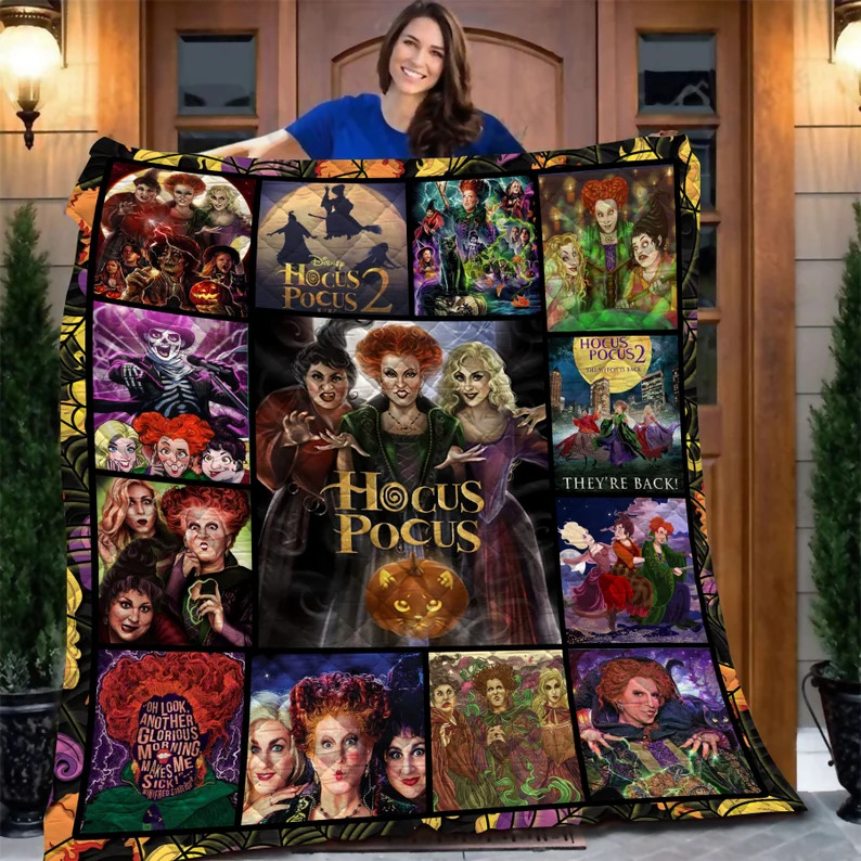 Sanderson Sisters Pumkpin Cat They_re Back Halloween Blanket