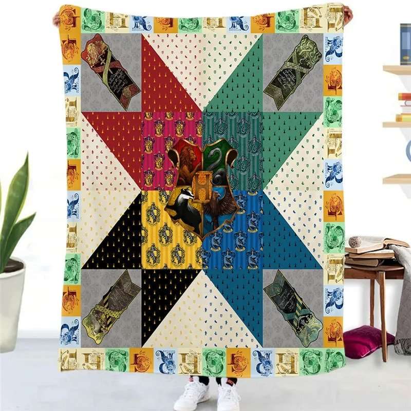 The 4 House Of Hogwarts Symbol Harry Potter Blanket