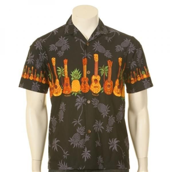 Ukulele Black High Quality Hawaiian Shirt