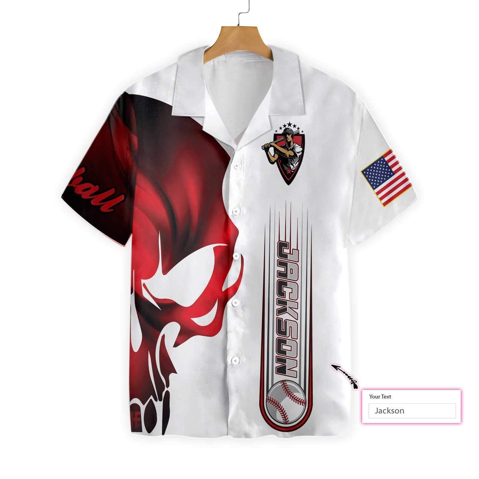 Get Here Personalized Skull Baseball Hawaiian Shirts Custom Name