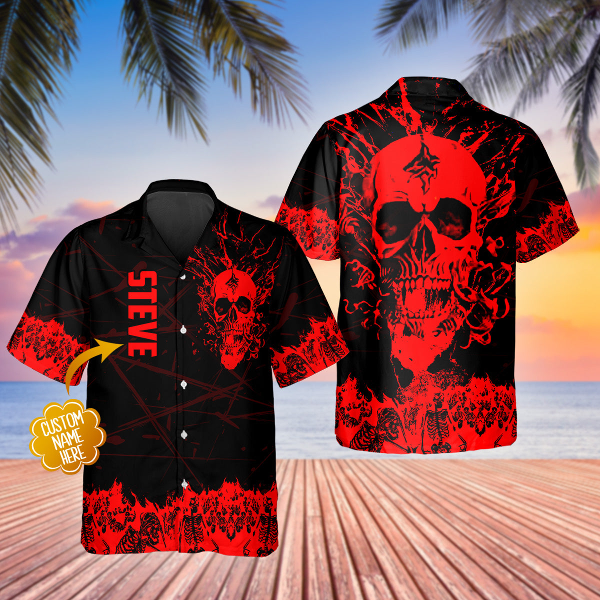 Ghost Blood Skull Personalized Hawaiian Shirt-1