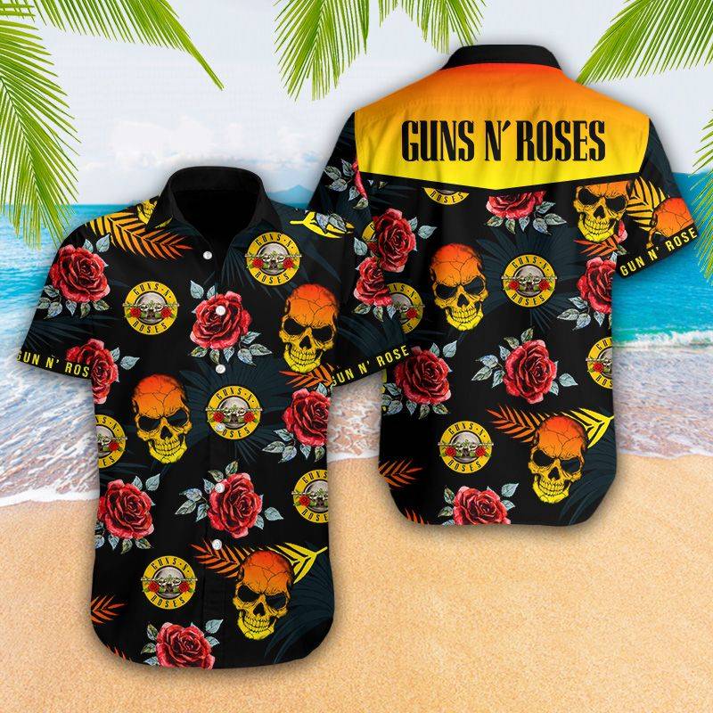 Gnr Hawaiian Skull Roses Shirt-1